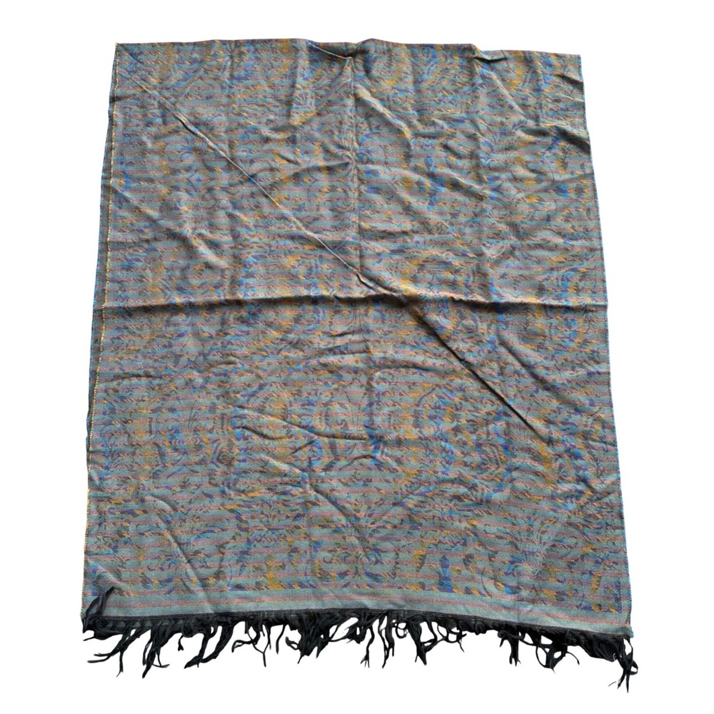 Christian‎ Fischbacher Lambswool Cashmere Scarf Multi Color Paisley Fringe 34x21